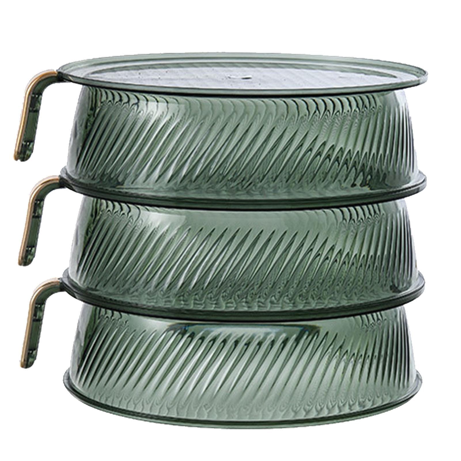Transparent Green Insulated Food Cover Stackable Multilayer Dustproof Thermal Vegetable Storage 3 Layer