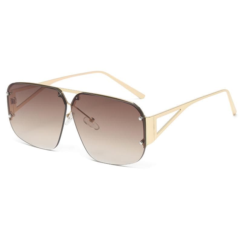 Square Large Frame Metal Sunglasses Women Vintage Fashion Gradient UV400 Lenses