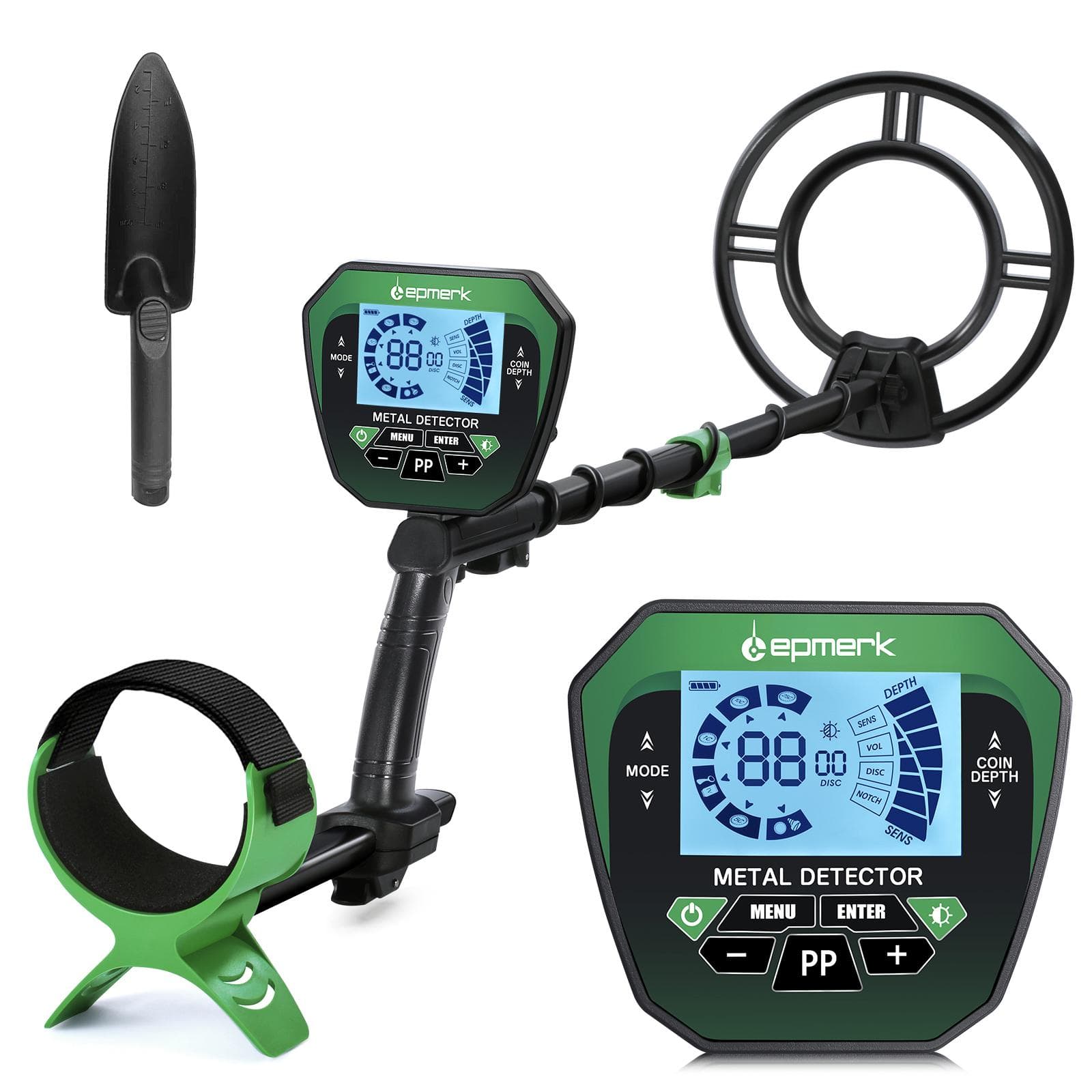 Metal Detector for Kids & Adults, Higher Accuracy Metal Detectors with LCD Display, Adjustable without Battery green