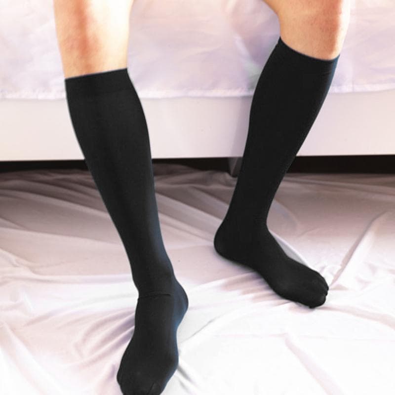 Knee high elastic Socks Stretch Solid Soft Ultra-thin Casual Stockings black