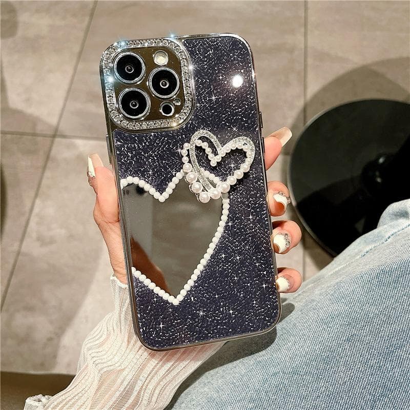 Stars and Love Mirrors for IPhone 15 Mobile Case 14pr Luxury Rhinestone Apple 13 Protective Case iPhone12promax