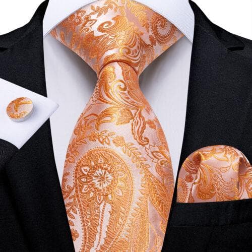 DiBanGu Mens Silk Necktie Set Striped Paisley Solid Tie Pocket Square Cufflinks N-7665