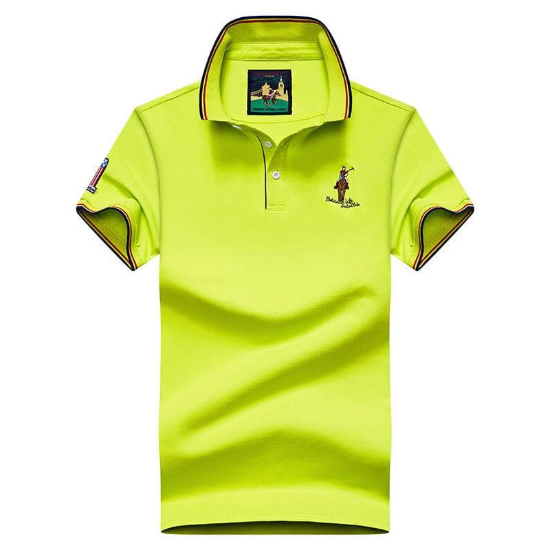Summer Men 'S Lapel Short Sleeve T -Shirt Polo Shirt Pure Color T -Shirt XXL fluorescent green