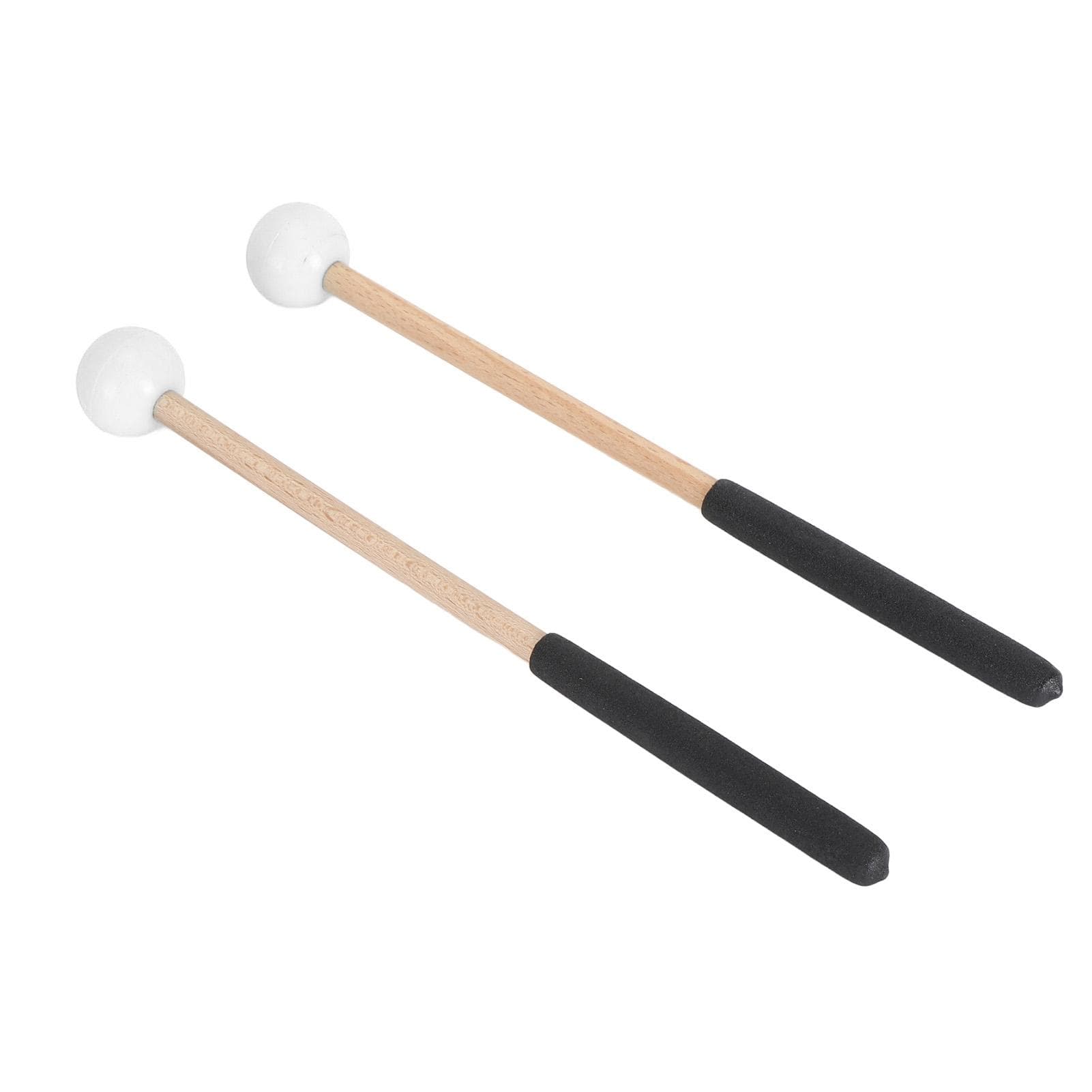 1 Pair Percussion Mallet Rubber and Maple Multifunctional Tongue Drum Mallet for Concert Black white