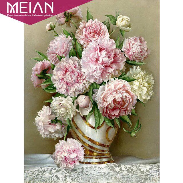 DIY 5D Diamond Mosaic Animal Pink Flower 5D Full Diamond Painting Cross Stitch Kits Round Diamond 20X30