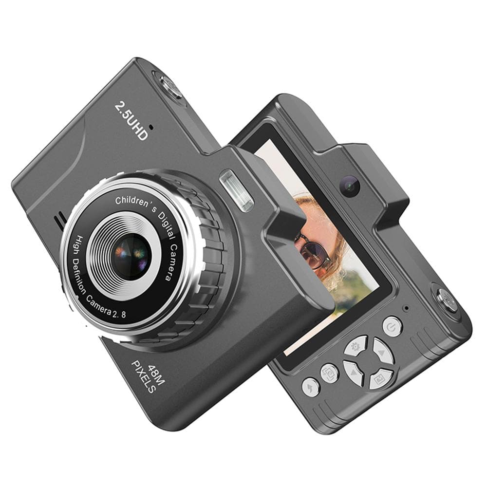 Portable Kids Camera 1080P Compact Camera 48MP Dual Lenses 8* Optical Zoom Support 32GB TF Memory black