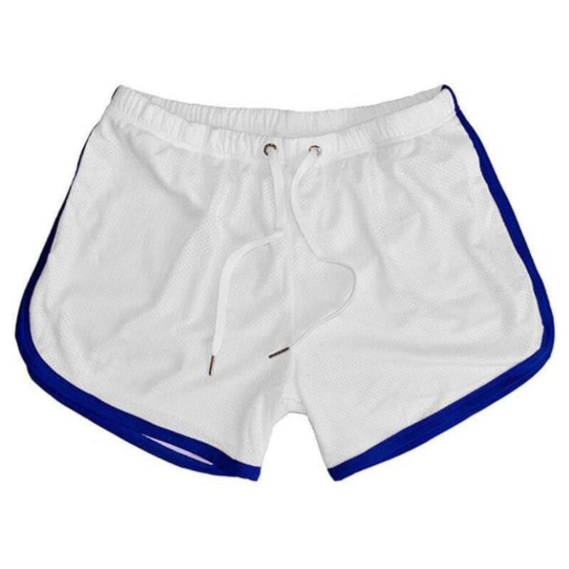 Running Shorts Men Gym Fitness Training Gitf Quick Dry Beach Short Pants Male Summer Sports Workout Fitness Bottoms L white/blue