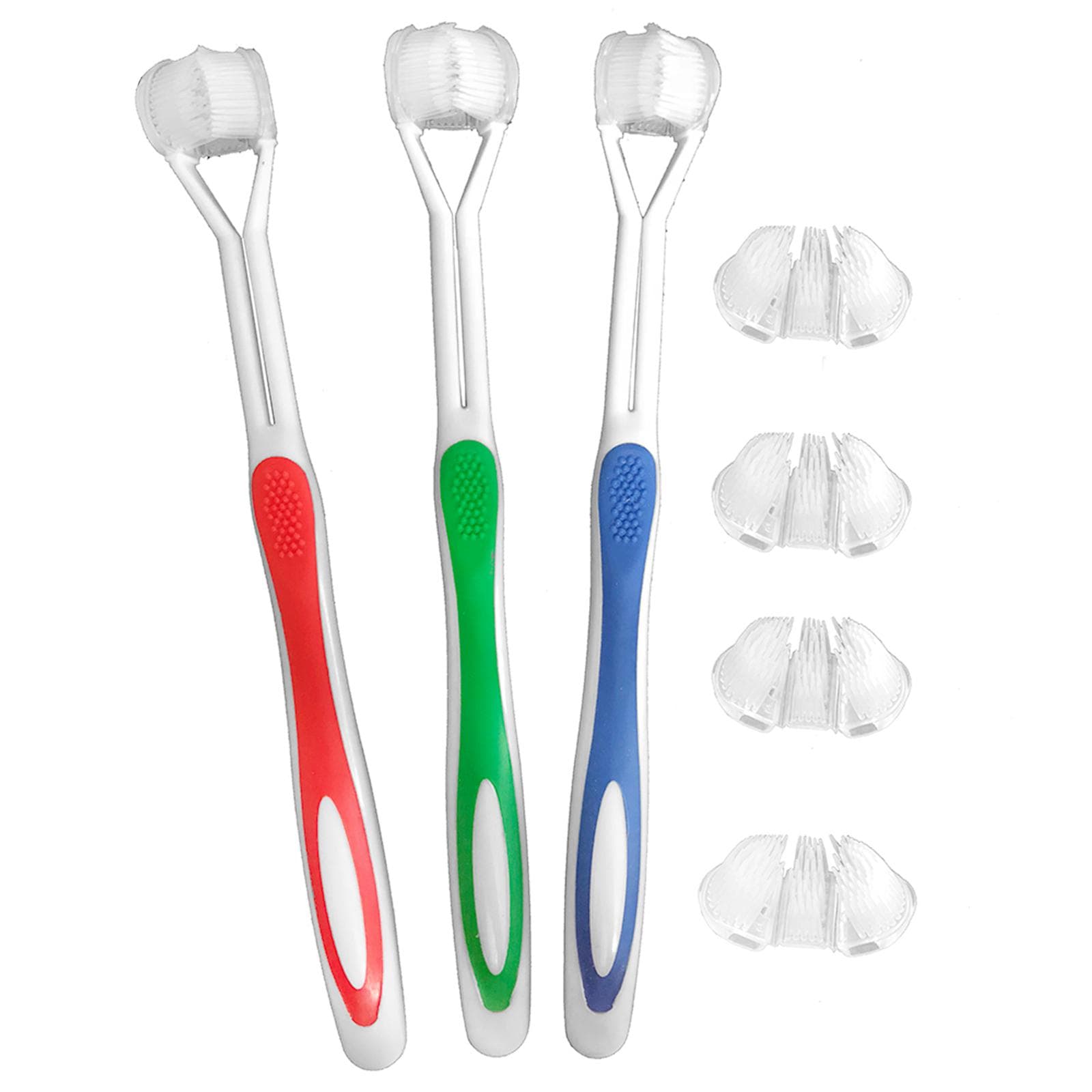 Three-Sided Toothbrush with 4 Replaceable Brush Heads Soft Bristle Toothbrush Set for Autism multicolour