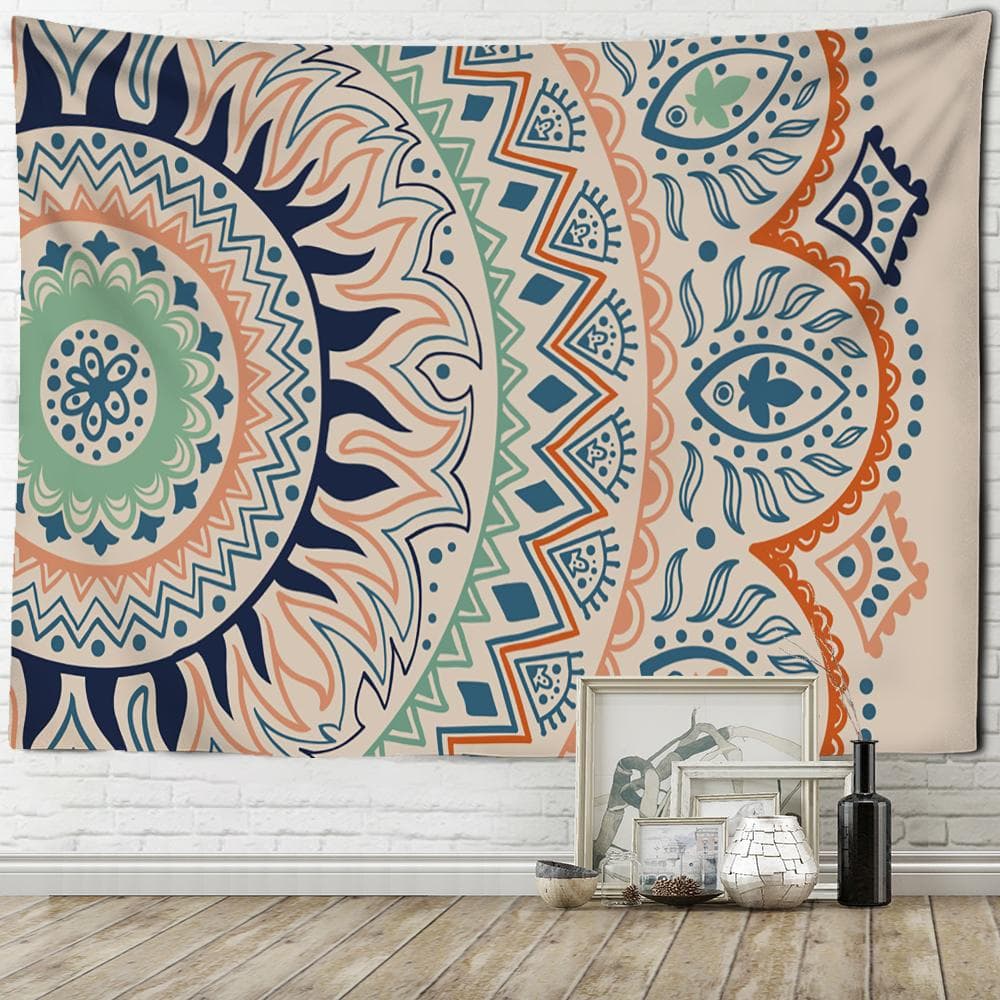 Half Mandala Simple Wall Hanging Tapestry Boho Aesthetic Room Art Psychedelic Witchcraft Hippie Home Decor 95x70cm