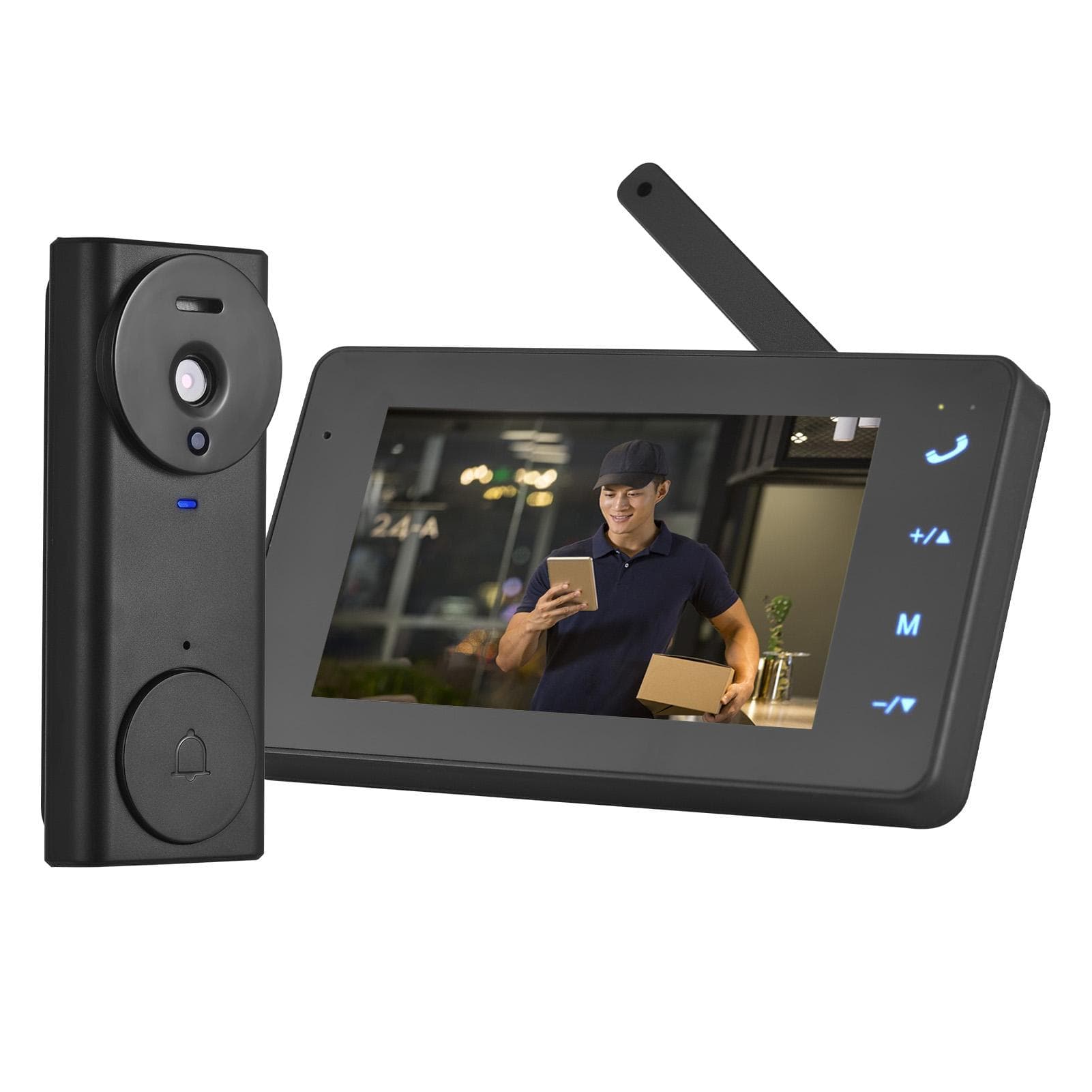2.4G Wireless Video Doorbell Camera with Monitor Display 4.3 IPS Screen Video Door Phone Camera black