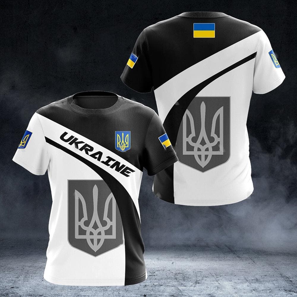 Ukraine Men's T-Shirts Ukrainian Flag Shirt 3D Printed O-Neck Oversized Short Sleeves Jersey Fashion Men's Clothing Streetwear L