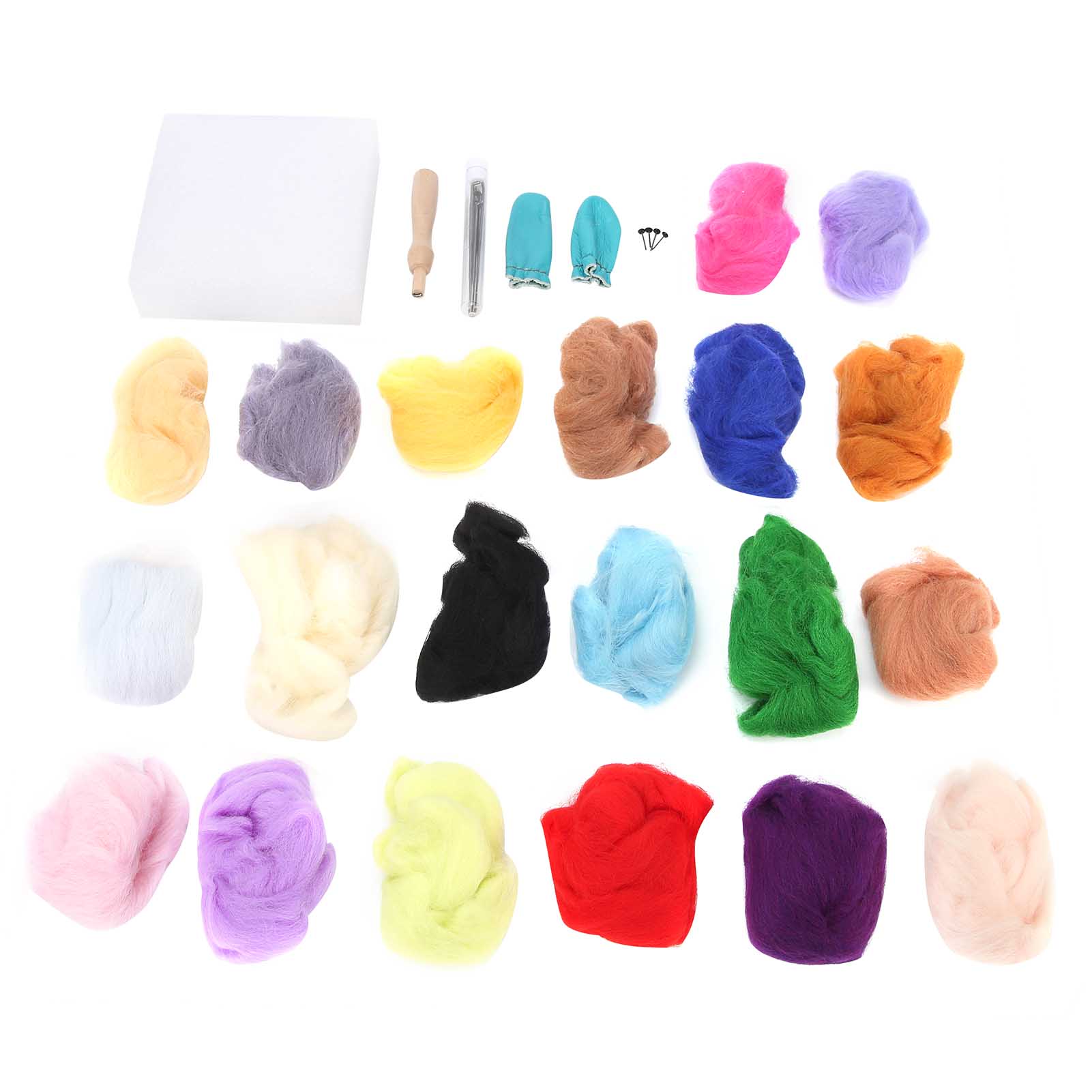 Needle Wool Felt Kit 20 Colors 5g Felting Supplies Tools for DIY HandMade Toys Craft