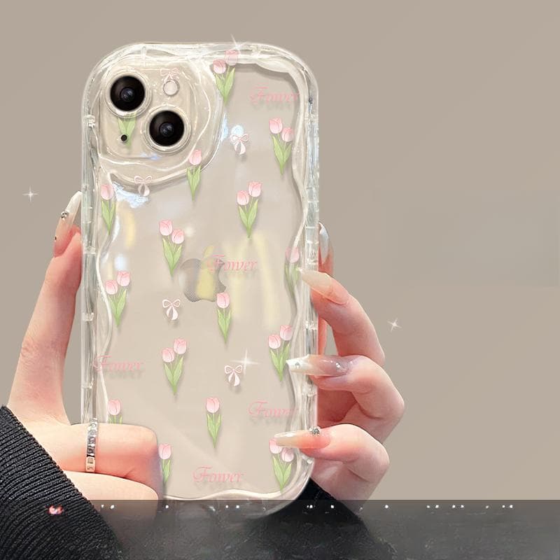 Applicable To Apple 15 Mobile Phone Case IPhone 14/13promax Full Screen Tulip Bracelet 12/11 Transparent Silicone Xs iPhone 6s Plus