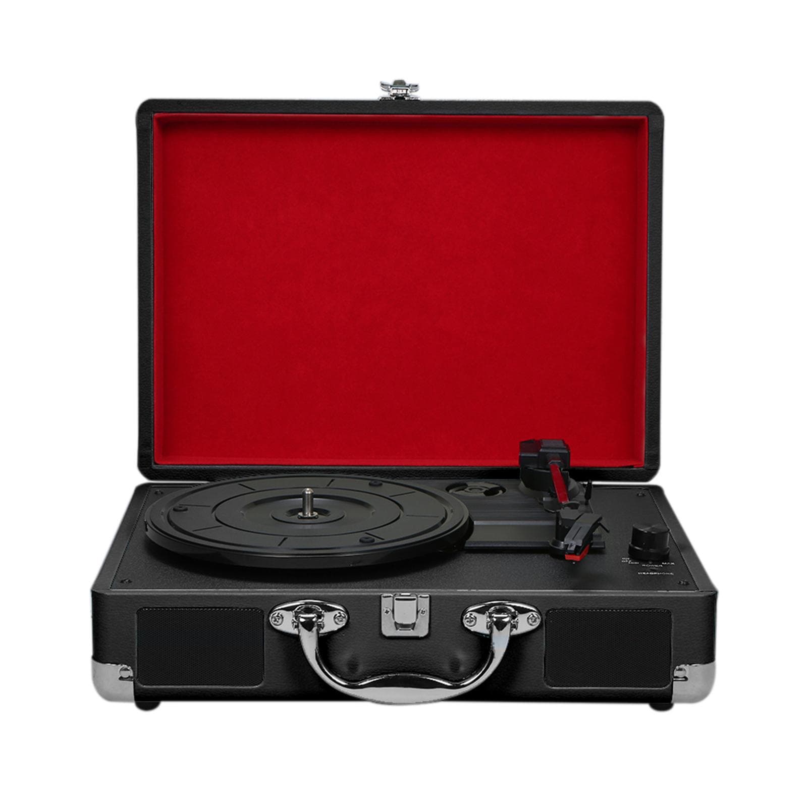 Turntable With Speakers Vintage Phonograph Record Player Stereo Sound Black US-type EU Plug black