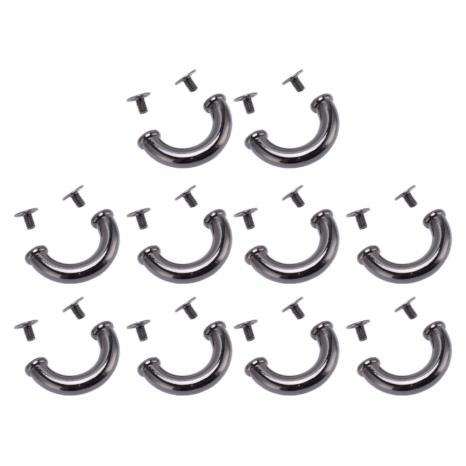 10 Sets U Ring Connector Buckle Gunmetal 16.5x11x6mm Arch Bridge Buckles 5.5mm Crossed Iron Screws
