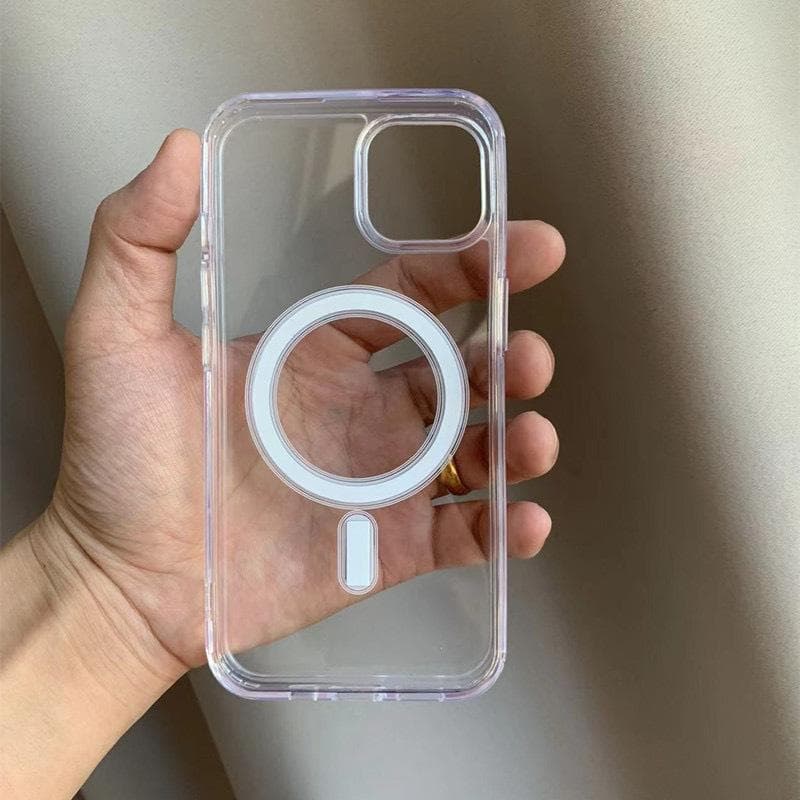 Apple 16pro Transparent Magnetic Case Suitable for IPhone 15 Anti-fall 12 Simple 13 Mobile Phone Case High-end Sense X Samsung S24 FE