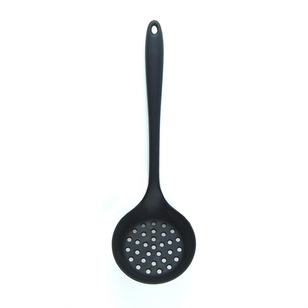 Silicone Slotted Skimmer Spatula Lightweight Slotted Spoon Skimmer Spoon Strainer Ladle with Long L(for 6.5-9kg) black