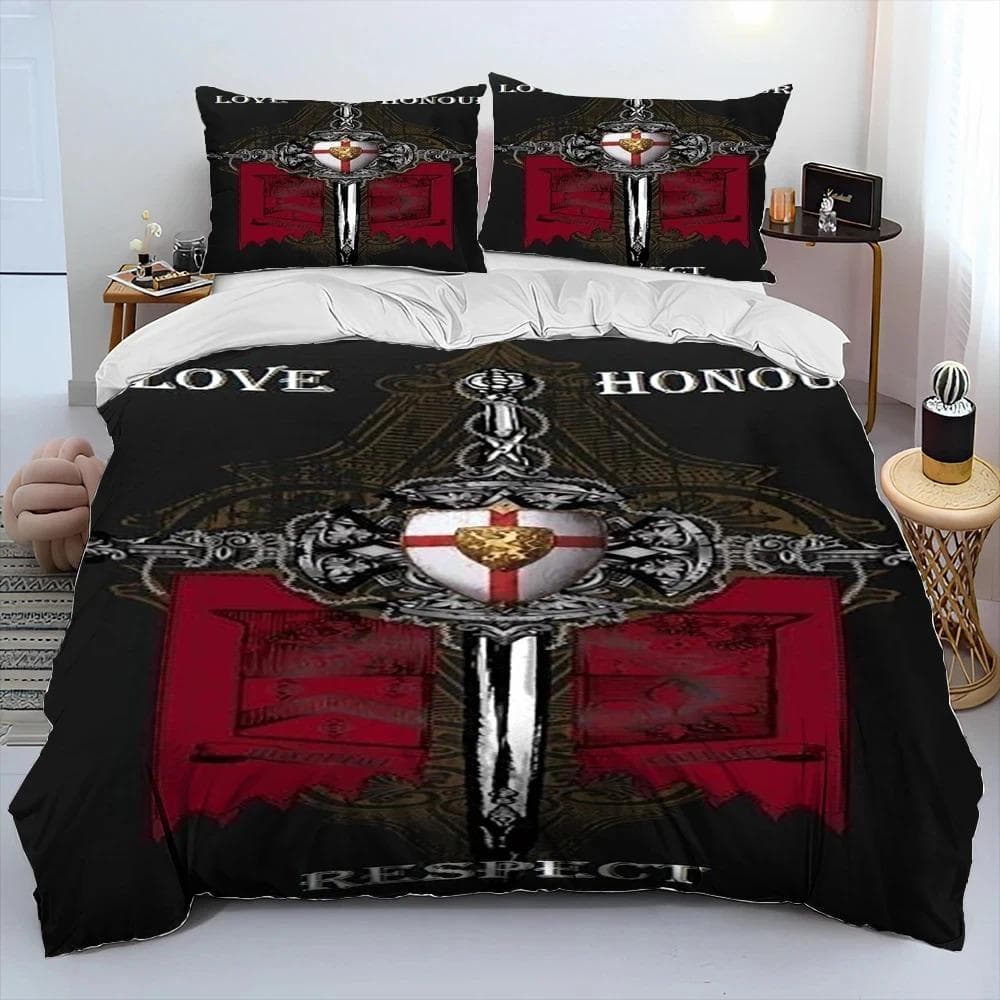 Cavalier Knight Templar Crusaders Comforter Bedding Set,Duvet Cover Bed Set Quilt Cover Pillowcase,king Queen Size Bedding Set 70x133cm 2pcs
