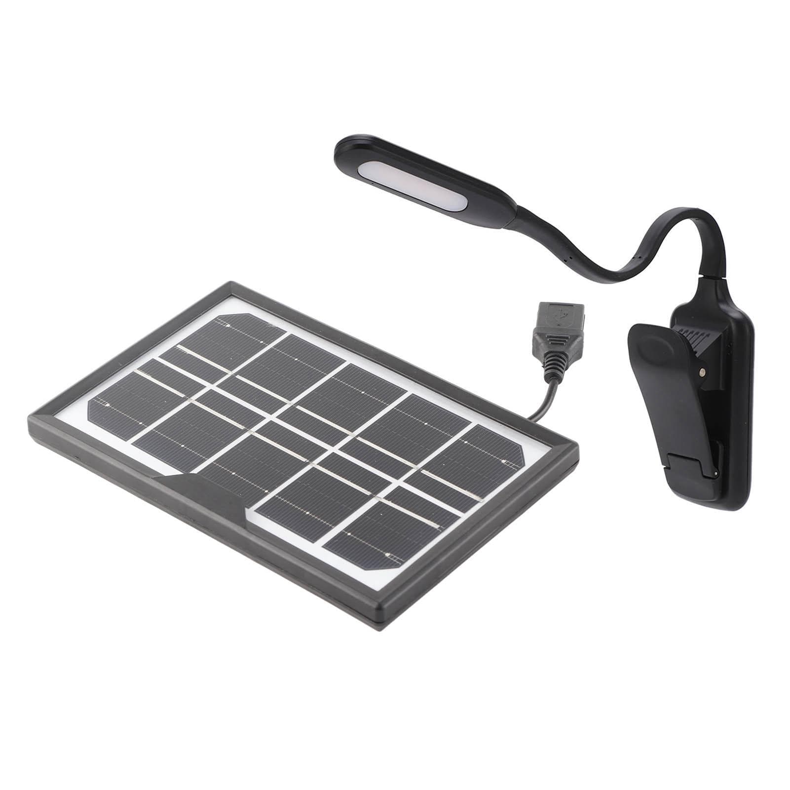 5V Solar Clip Table Lamp Rechargeable Portable Book Light Adjustable Brightness 3 Colors