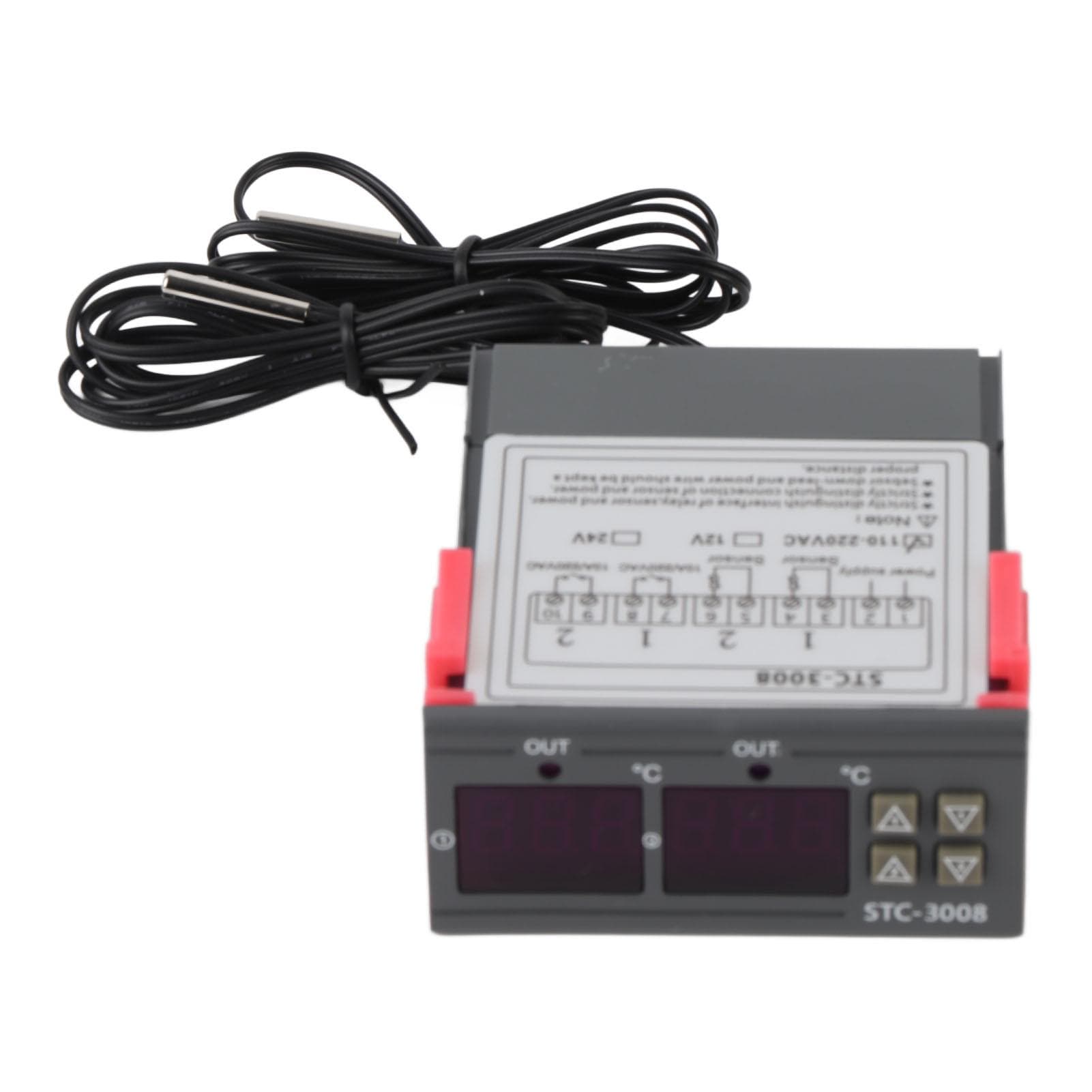 Dual Display Dual Probe Sensor Temperature Thermostat Controller (110220VAC)