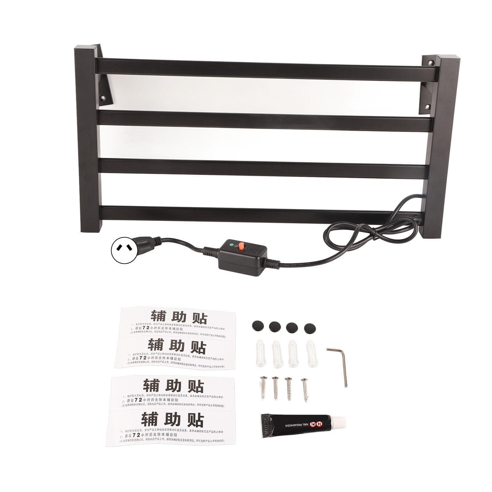 Thermostatic Towel Shelf Wall Mounting Electric Heating Drying Towel Rack for Home Bathroom UK Plug