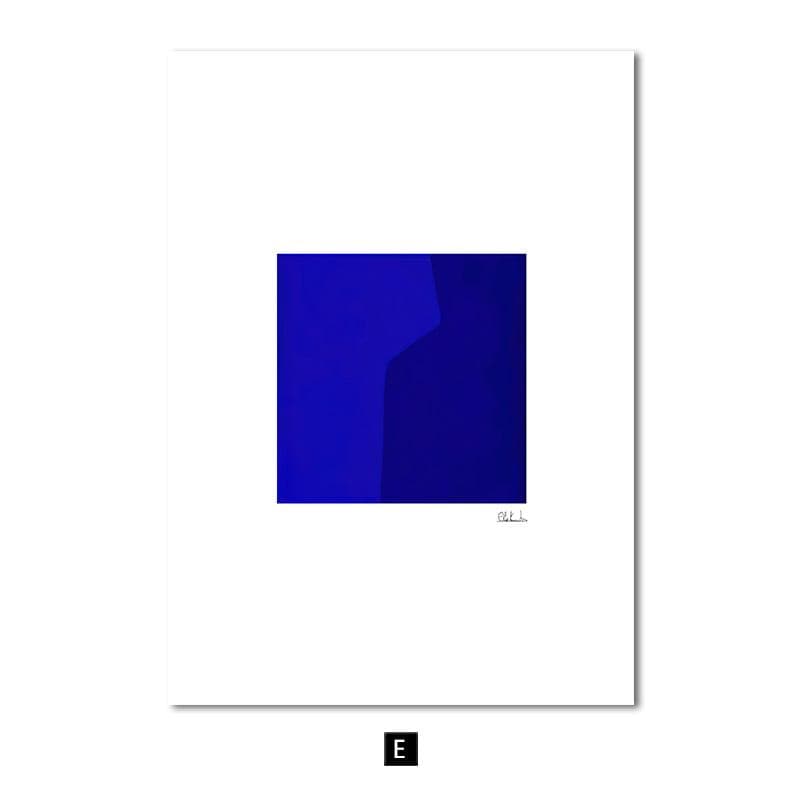 Modern Minimalist Blue Block Canvas Painting Abstract Line Poster Wall Art Printing For Living Room Home Decorative Pictures 30x40cm No Frame