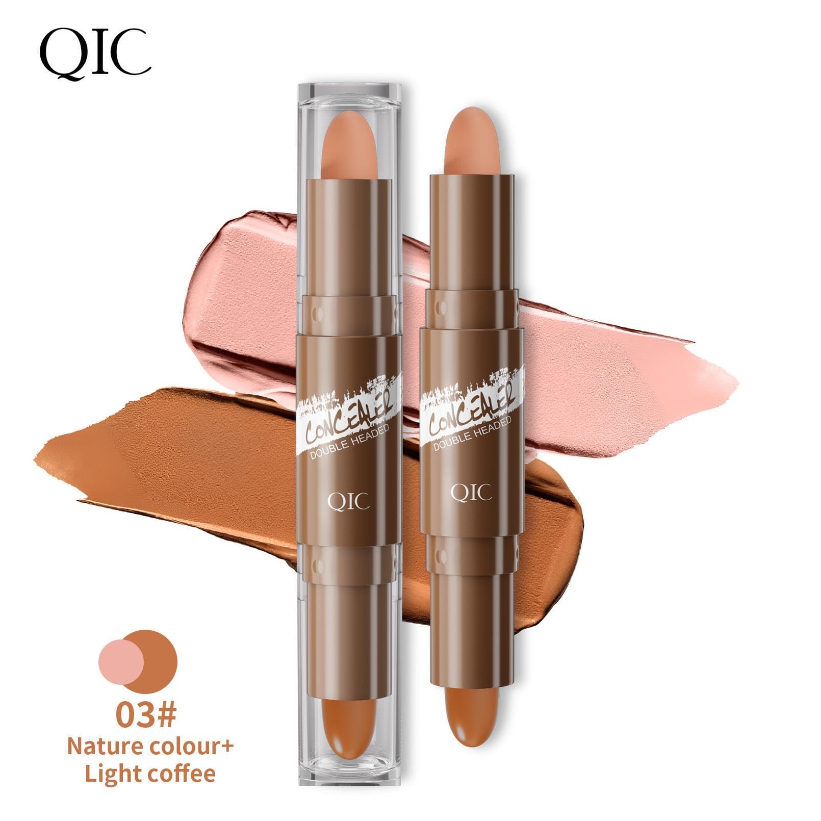 New Double Head Contouring Stick Embellishes and Brightening Face Shadows Highlighter Contouring Pen Nose Shadow Concealer Pen 3 light coffee