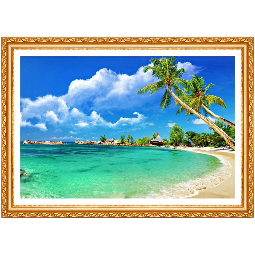5d Diy Diamond Painting Stitch Sea View Embroidery Scenic Crystal Round Diamond Pictures Needlework 20X30CM