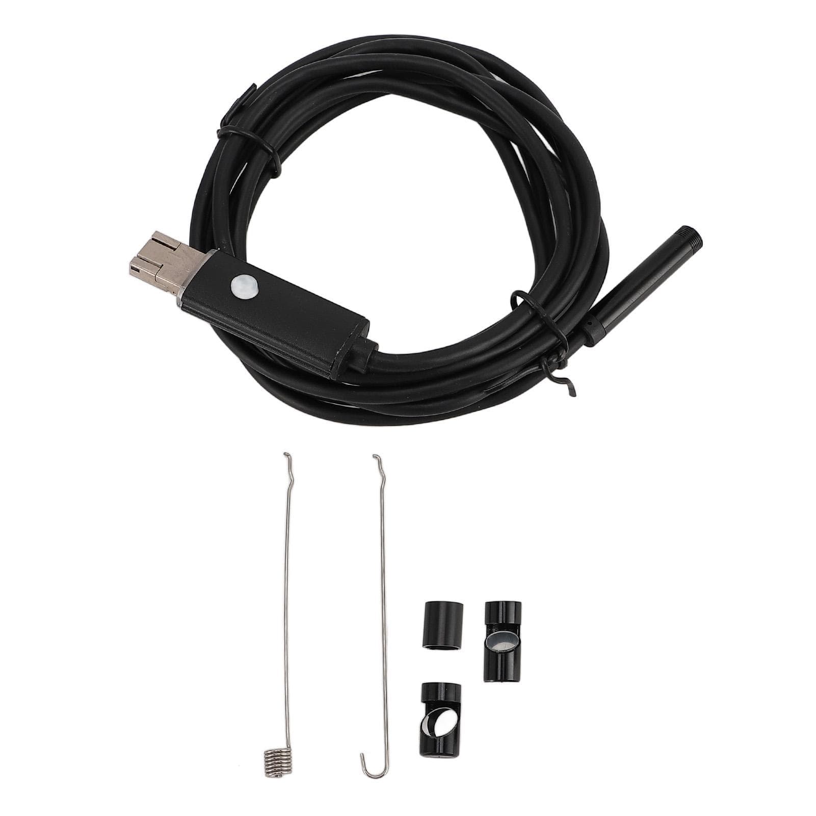 Endoscope Camera with 6 Adjustable LED Lights Semi Rigid Cable 360 degrees Rotatable IP67 Water Resistant Black 2m / 6.6ft Hardwire