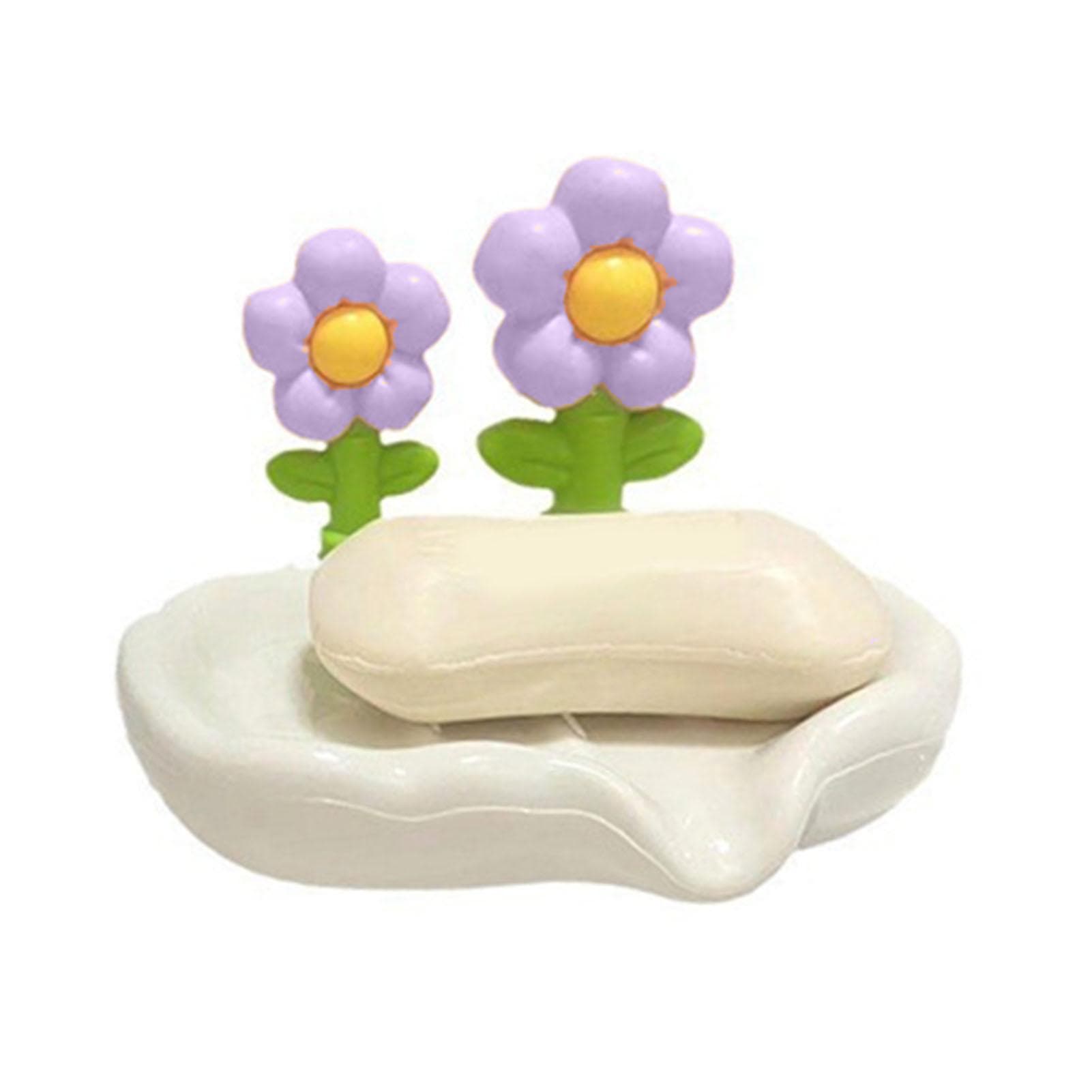 Drain Soap Dish Household Draining Soap Box Soap Dish Holder Cute Bathroom Soap Holder Purple purple