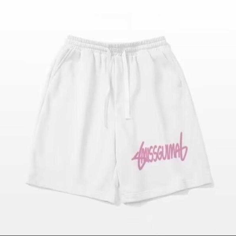 American Sports Shorts Summer New Trendy Brand Versatile Letter Men's Loose Casual Five-point Pants 4XL white