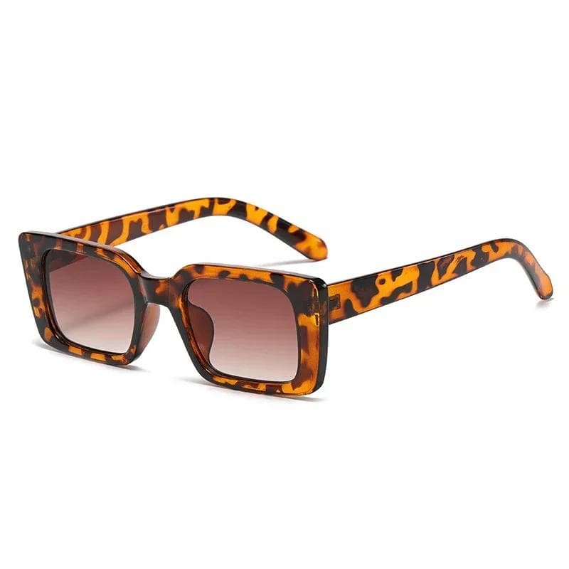 Vintage Gradient Leopard Print Women Men Square Sunglasses Luxury Designer Lenses for Beach Travel Fashion
