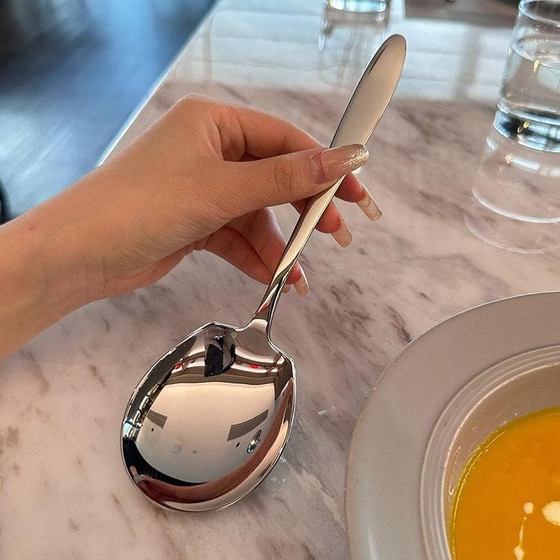 Super Large Tablespoons Kicthen Stainless Steel Serving Spoons Dining Room High Quality Thickened Silver Communal Spoon onesize