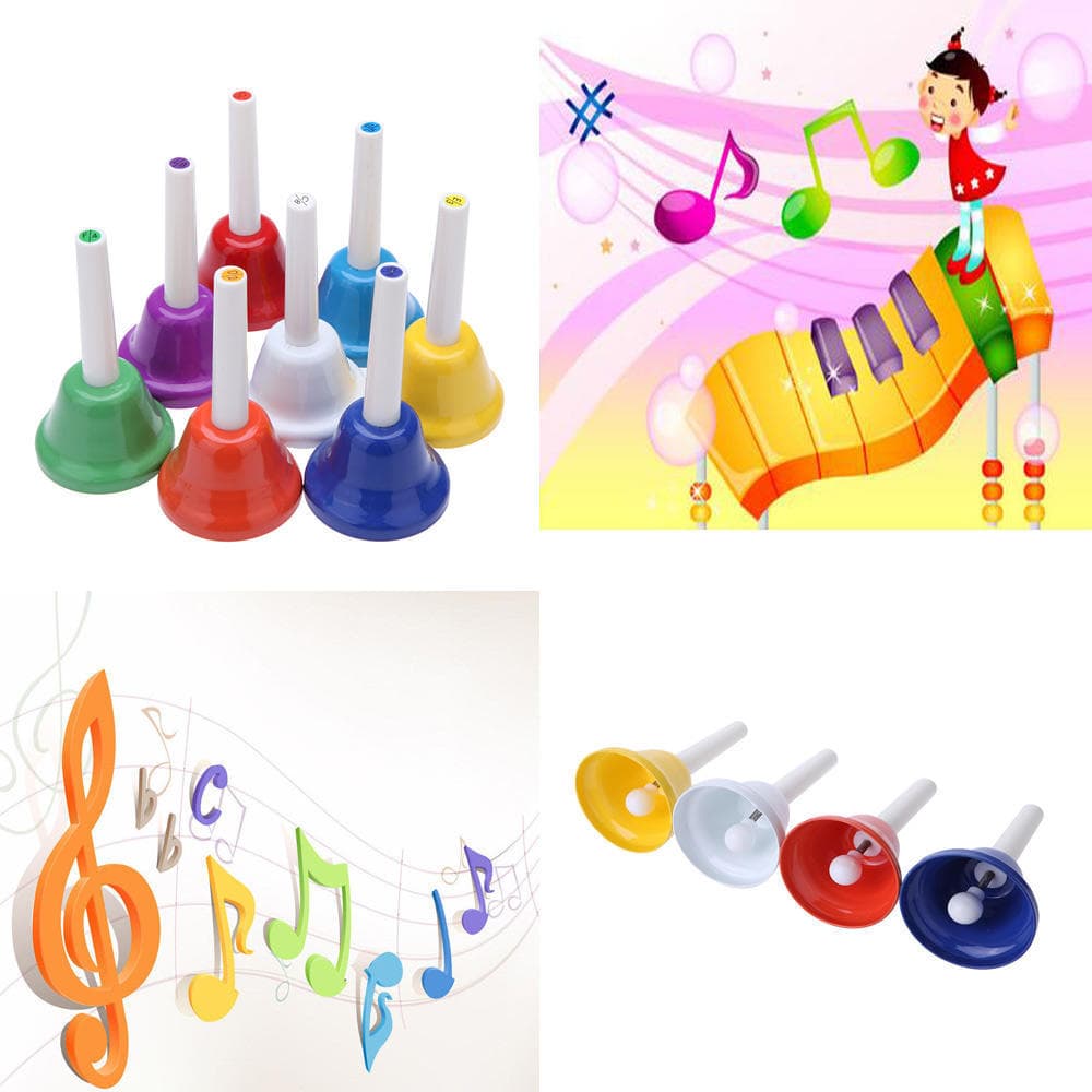 Handbell Hand Bell 8-Note Metal Colorful Kid Children Musical Toy Percussion Instrument