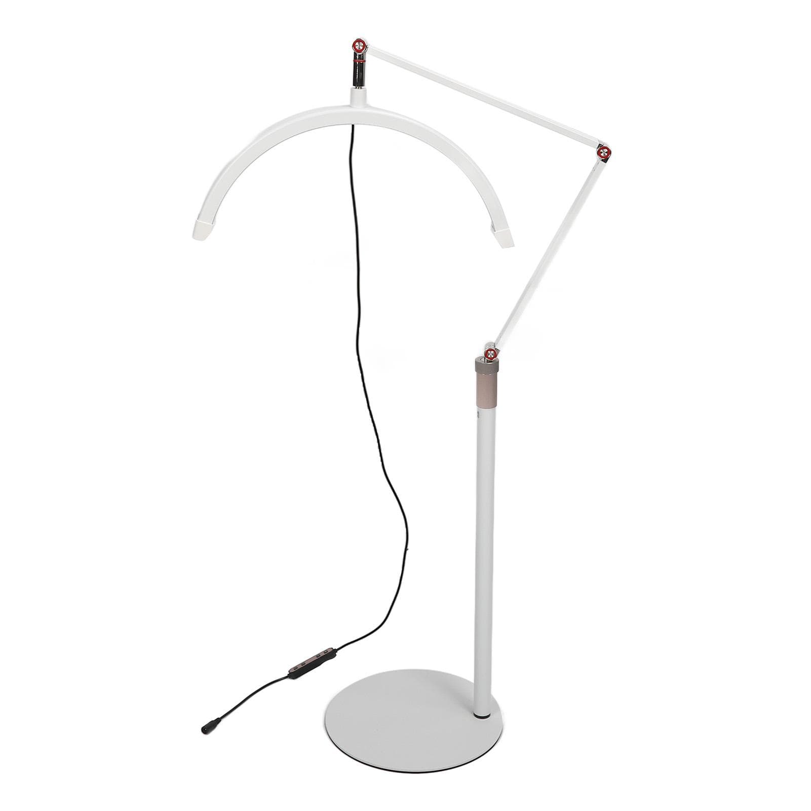 20W 16in LED Half Moon Floor Light 3000K‑6000K 10 Brightness Eyelash Beauty Lamp White 100‑240V UK UK Plug