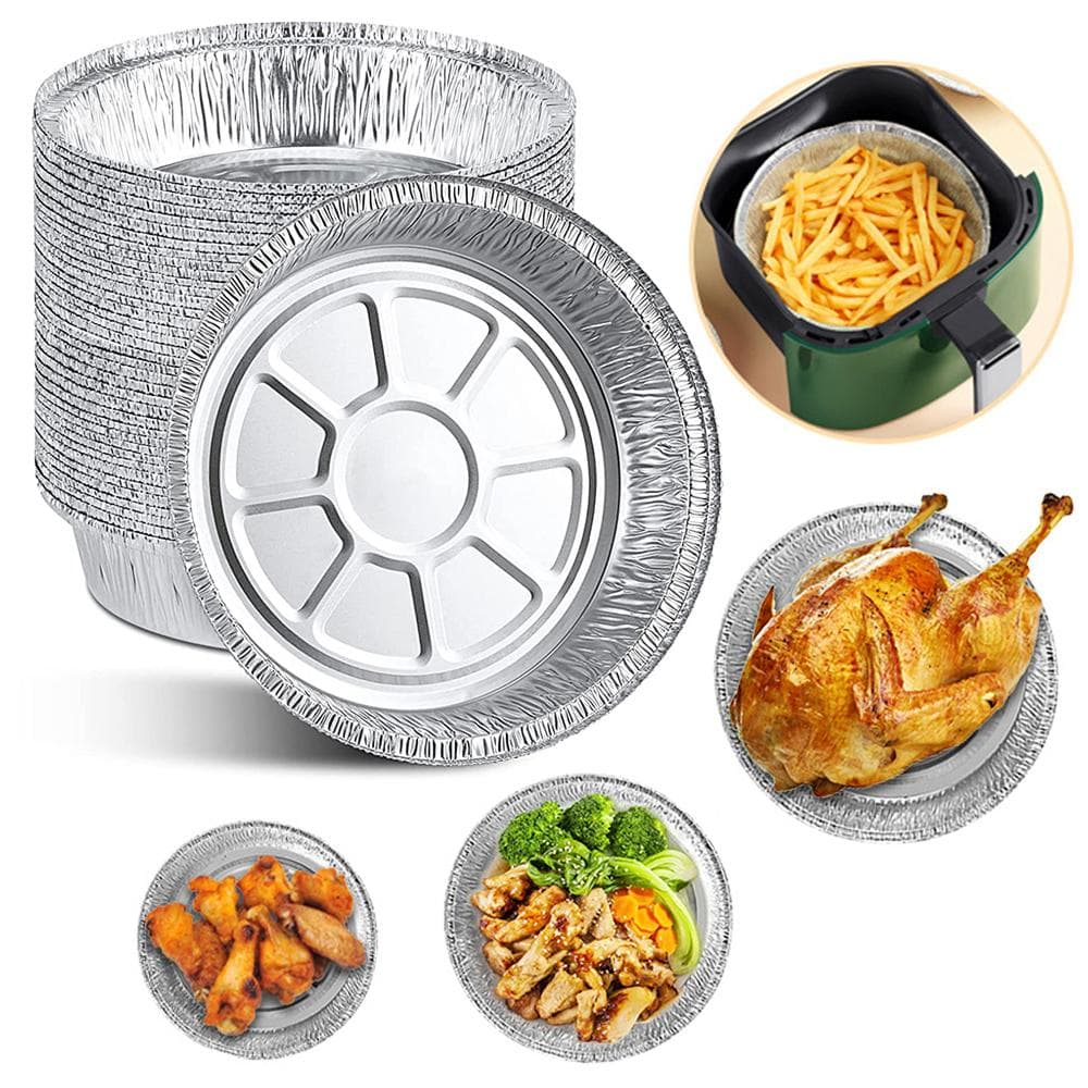 20PCS 6 Inch Disposable Aluminum Foil Plates Round Tin Foil Pie Pans for Air Fryers Baking Cooking silver