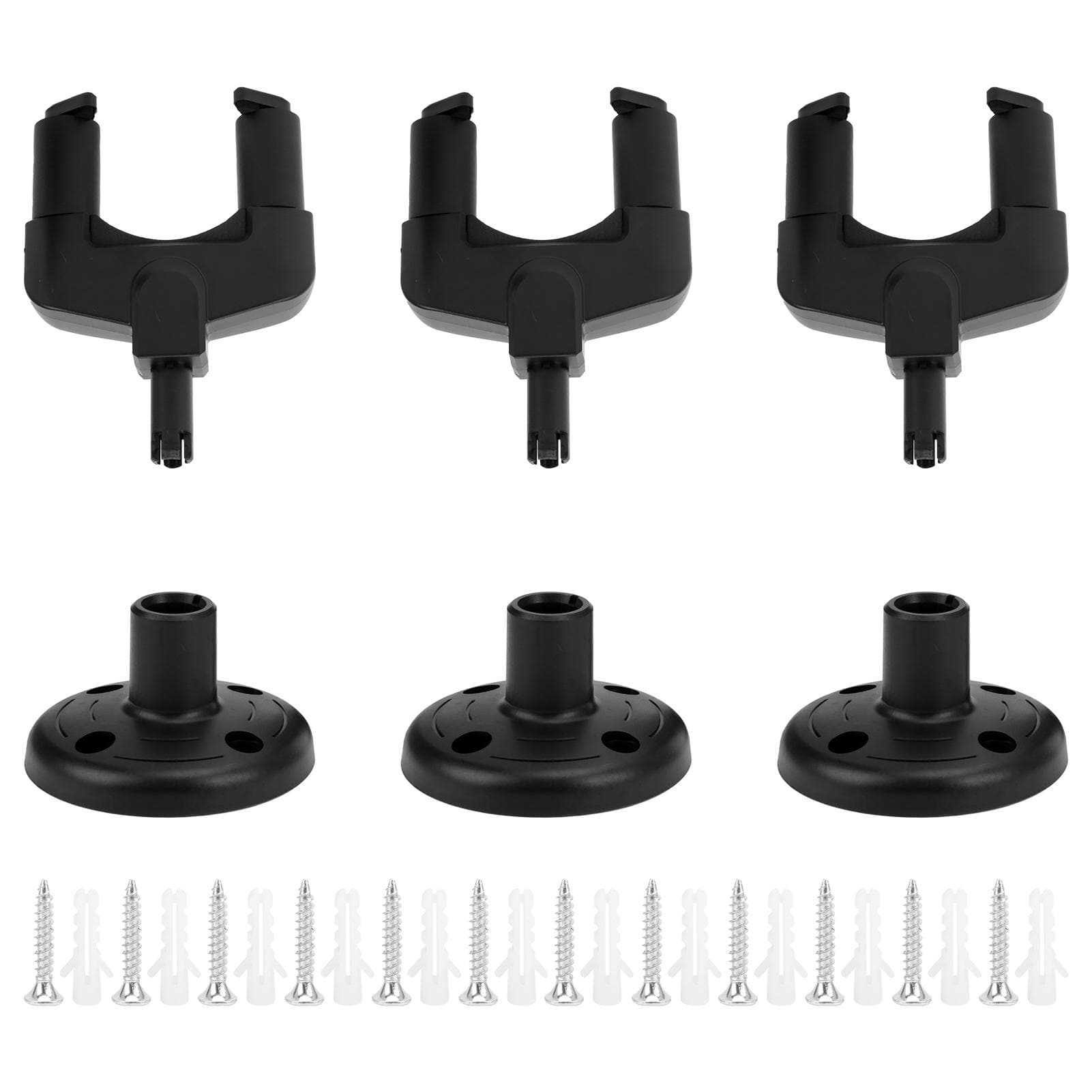 3Pcs Guitar Wall Hooks Plastic Black Universal Mounting Brackets Stands for Ukulele Bass