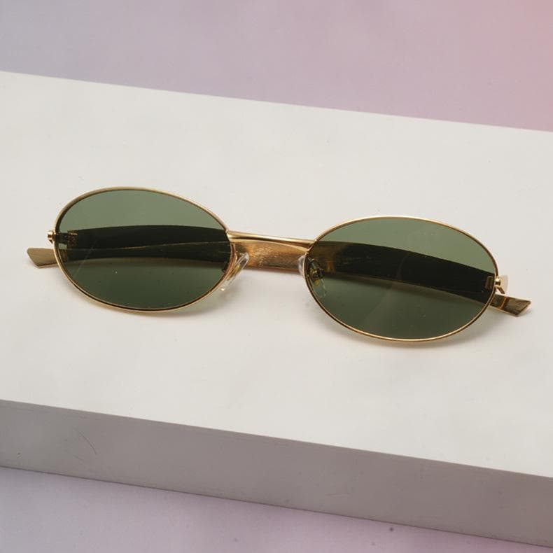 New Fashion Metal Small Frame Oval Sunglasses Women Summer UV400 Outdoor Photography Eyeglasses Trendy Gafas De Sol 1PC
