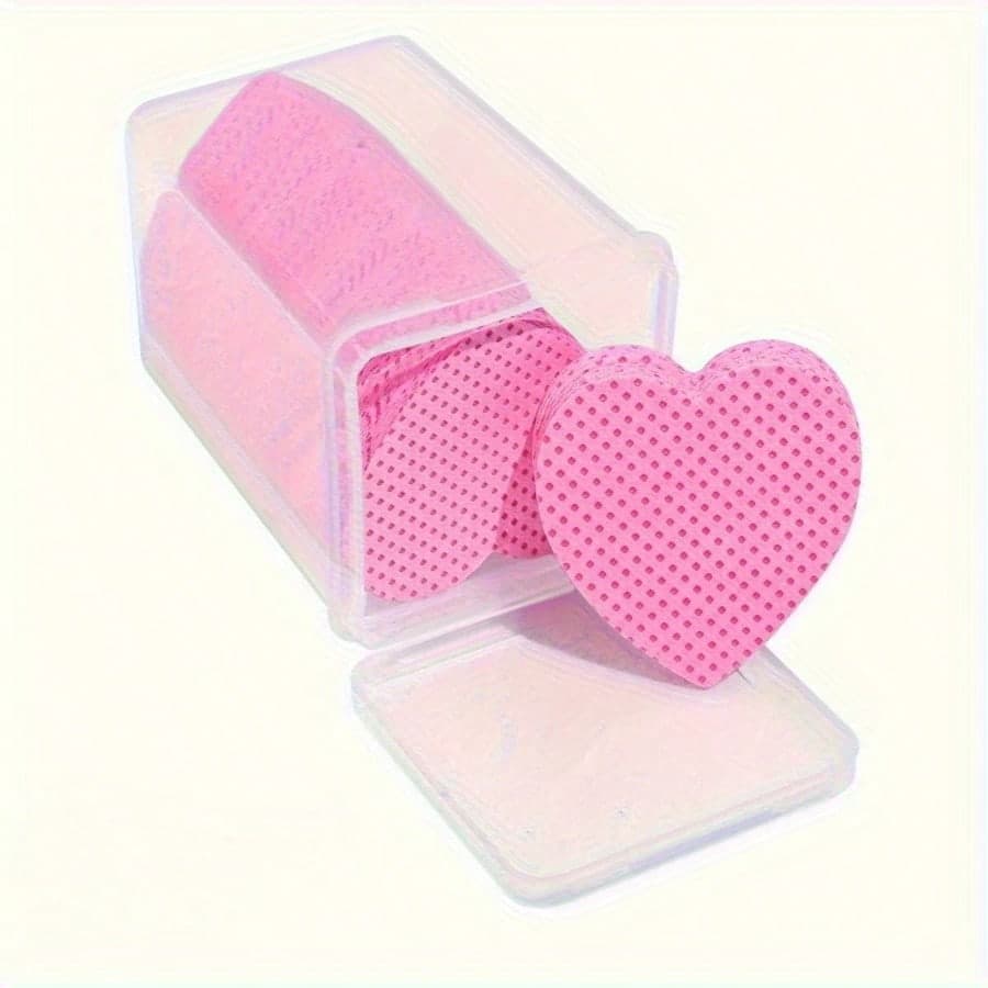 200pcs Disposable Lint-Free Cloth Heart-Shaped Makeup Remover Pads, Nail Polish Remover Cotton Pads, Soft Non-Woven Nail Polish Remover Cotton Pads pink