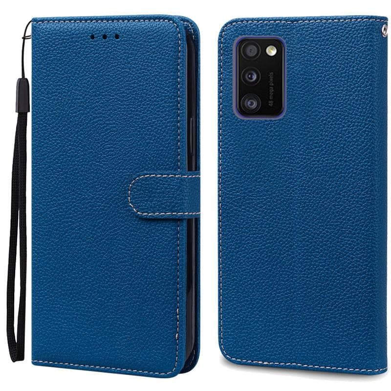 A41 Case For Samsung Galaxy A41 Case Wallet Leather Filp Case For Samsung A41 A 41 Case A415F Soft Silicone Cover Coque Fundas For Samsung A41 navy blue