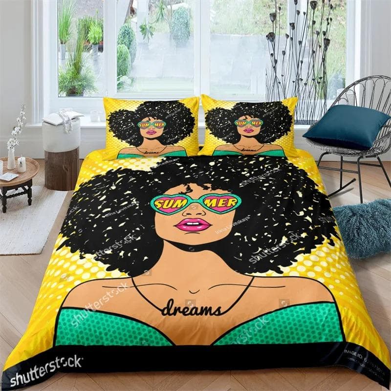 Sexy Girl Duvet Cover Fashion African Black Woman Bedding Set Microfiber 3D Comforter Cover Full King For Black Girls Women Gift 70x133cm 2pcs