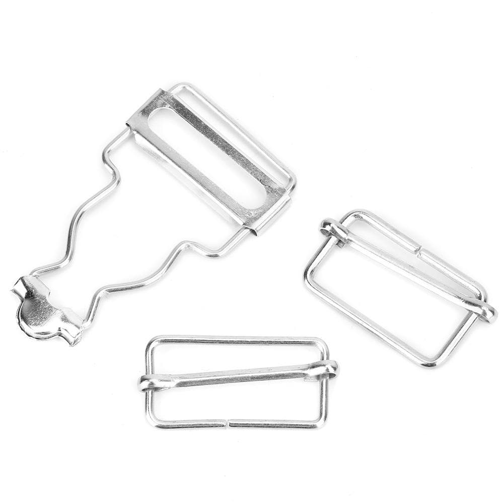 10pcsset Metal Adjustable Strap Buckles Button for Bib Pants Jeans Child Clothes 2.7cm(Silver)