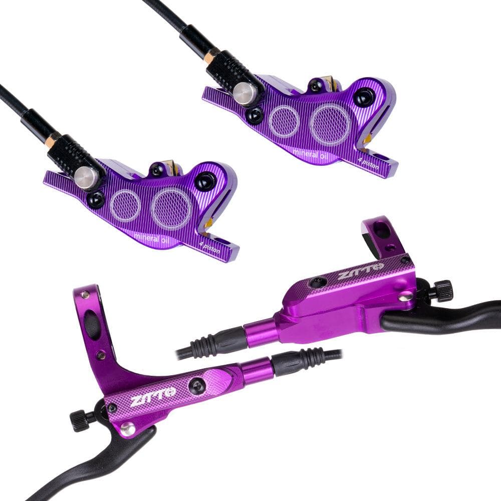 ZTTO M840 Aluminium Alloy 4 Piston Hydraulic Disc Brake Kit Front Rear MTB Hydraulic Disc Brake Kit purple