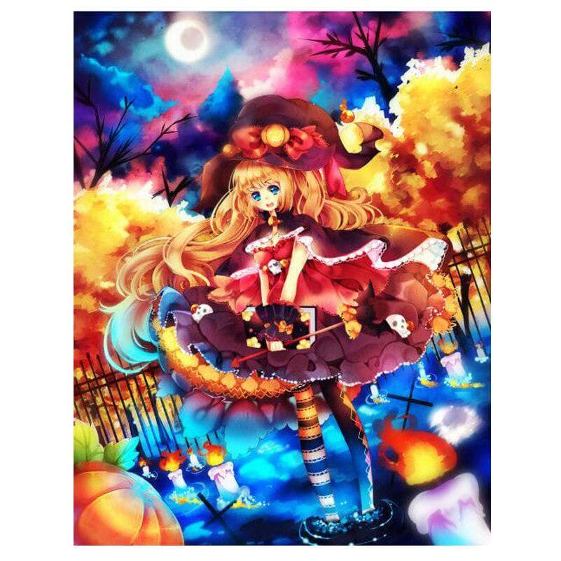 Diy Diamond Painting Halloween Anime Girl Pattern Mosaic Mural Embroidery Cross Stitch Home Decor 20X30CM