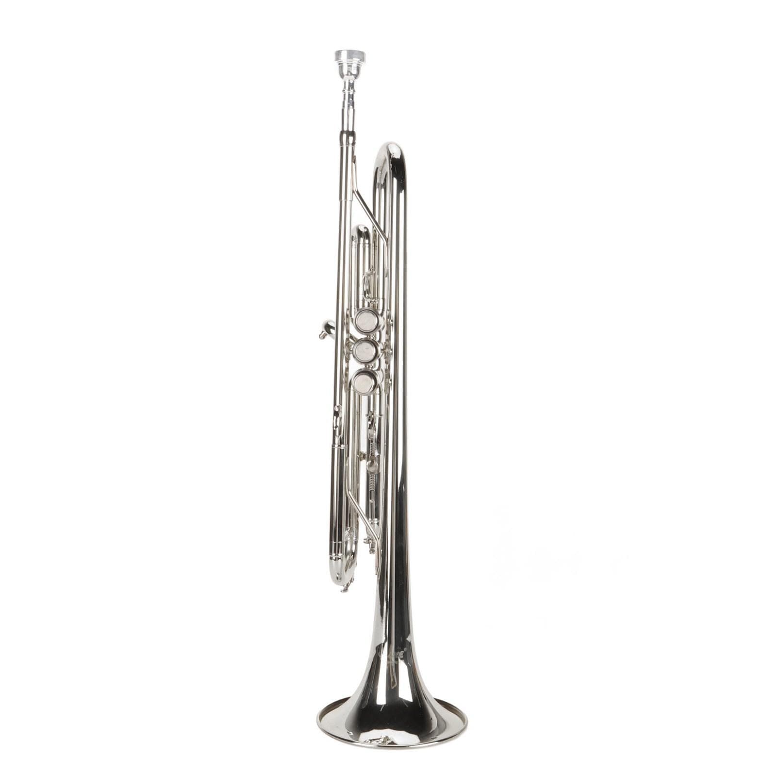 Bb Trumpet Set with Mouthpiece Nickel Plated Bass Trumpet Wind Instrument for Student Beginner silver