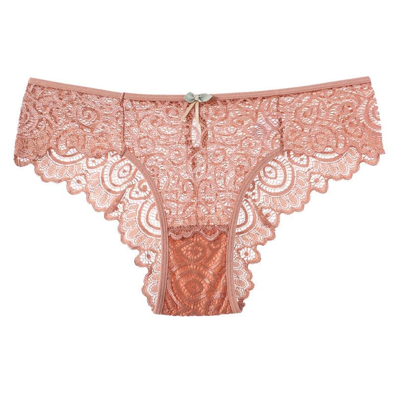 CINOON Women Sexy Lace Panties Low-Rise Temptation Lingerie Female G String Transparent Underwear Hollow Out Briefs Intimates L red