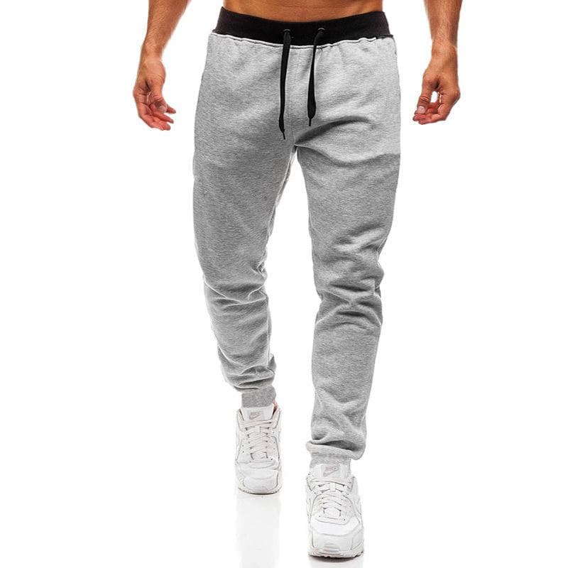 New men's sweatpants men's solid colour plus size casual trousers trend drawstring trousers L gray