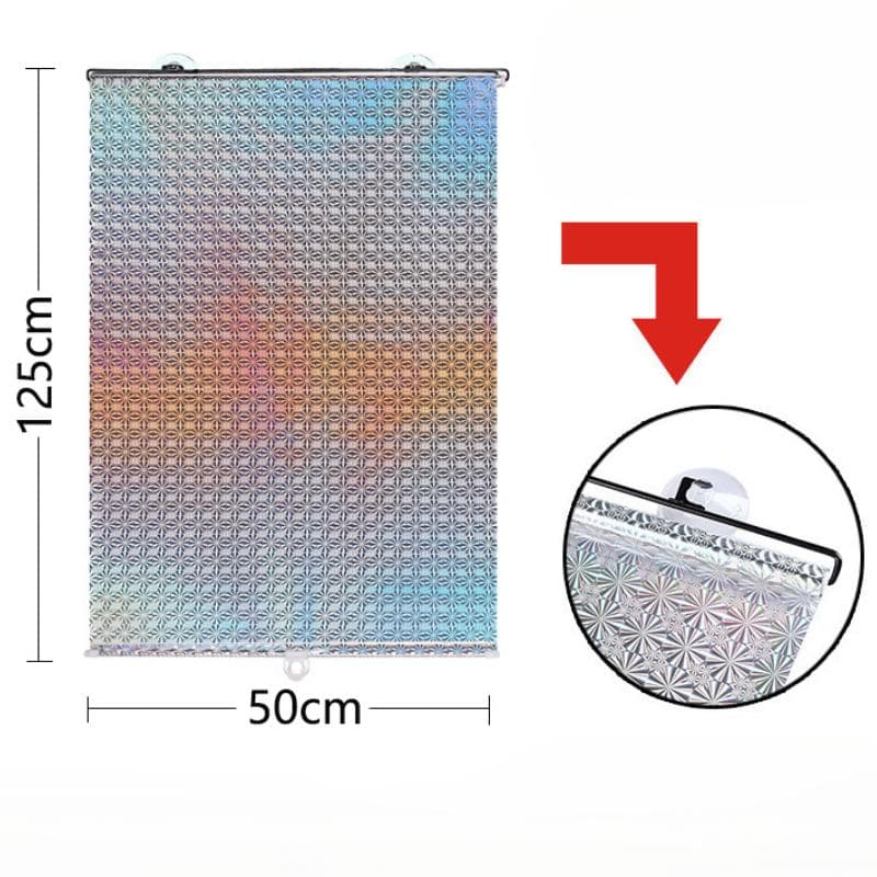 Kitchen with Suction Cup Sunshade Block UV Curtains Blackout Curtain Window Drapes Roller Blinds 50*125cm silver