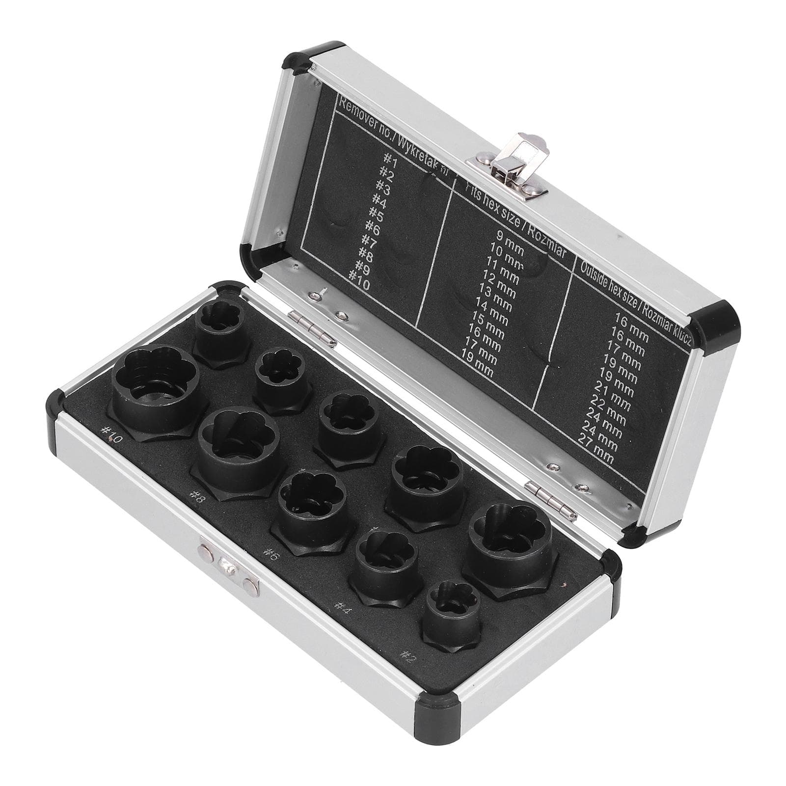 10Pcs Nut Remover Set Chrome Vanadium Alloy Steel Extractor Socket for Removing Damaged Screws