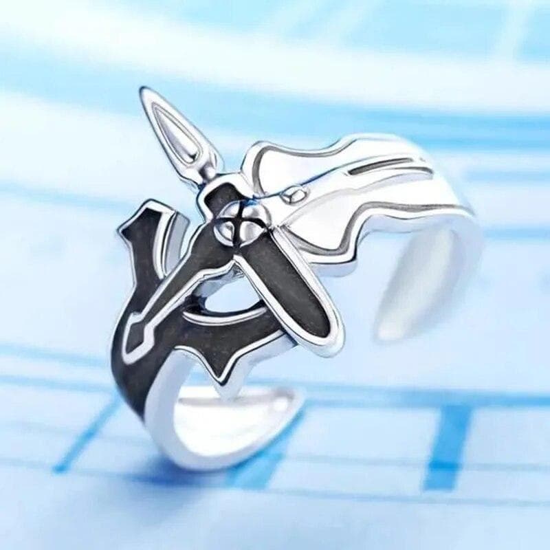 Sword Art Online Retro Kirito Asuna Cross Metal Ring Fashion Men and Women Couple Rings